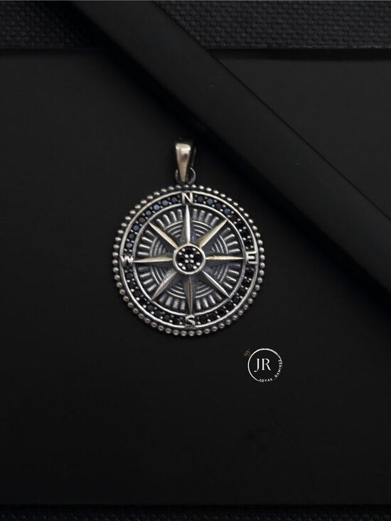 Joyas Ramirez Jewelry - Compass Rose Pendant • .925 Sterling Silver • Oxidized Antique Nautical Charm